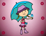 Dibujo Niña con paraguas pintado por vamucha