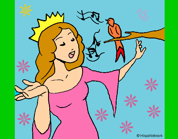 Dibujo Princesa cantando pintado por izaabelita