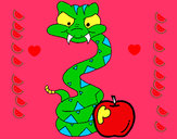 Dibujo Serpiente y manzana pintado por animalword