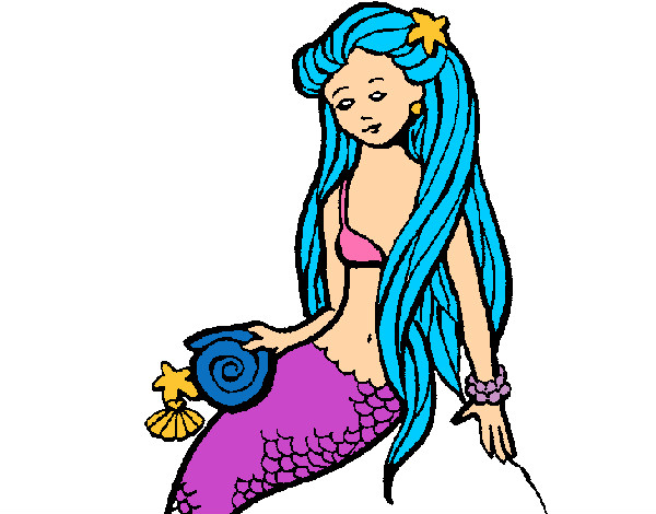 Dibujo Sirena con caracola pintado por Marianiiis