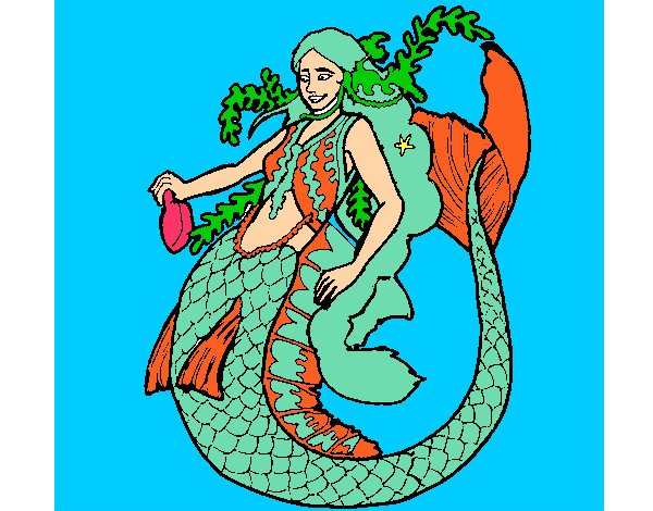 Dibujo Sirena con larga melena pintado por artemisa