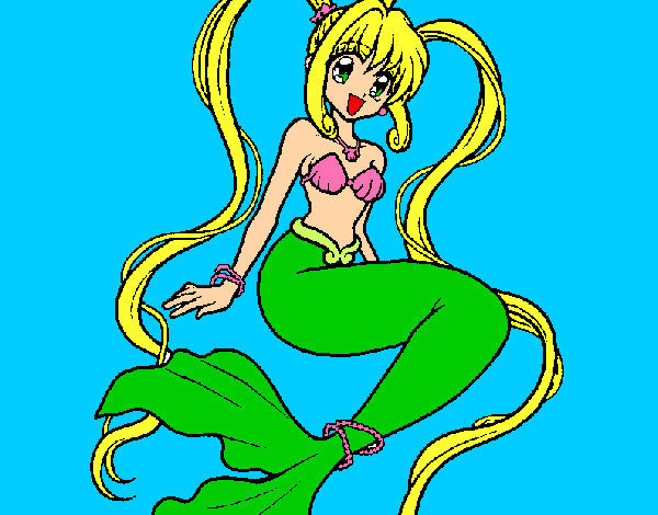 Dibujo Sirena con perlas pintado por samosita