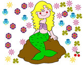 Dibujo Sirena sentada en una roca pintado por mori-alone