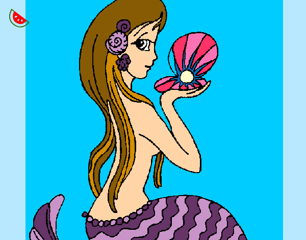Dibujo Sirena y perla pintado por Cardozo