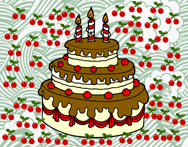 Dibujo Tarta de cumpleaños pintado por ClaraXdd