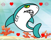 Dibujo Tiburón nadando pintado por animalword