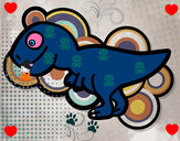 Dibujo Tiranosaurio rex joven pintado por yoko