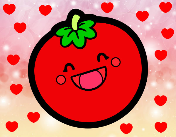 Dibujo Tomate sonriente pintado por lililopsy