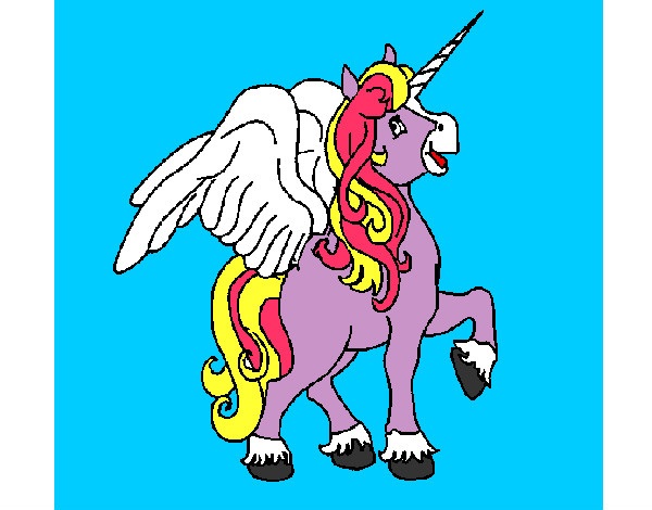 Dibujo Unicornio con alas pintado por Mariadelan