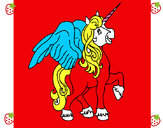 Dibujo Unicornio con alas pintado por talibana