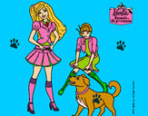 Dibujo Barbie con su perrito y una amiga pintado por nerea9