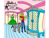 Dibujo Barbie delante del armario pintado por lamorales