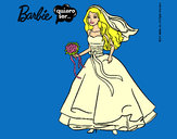 Dibujo Barbie vestida de novia pintado por lamorales