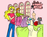 Dibujo Barbie y su amiga mirando ropa pintado por lamorales