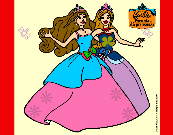 Dibujo Barbie y su amiga súper felices pintado por toina