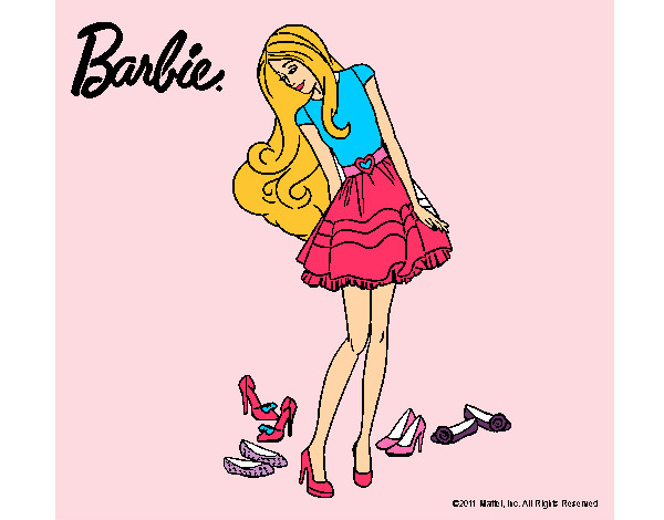 Dibujo Barbie y su colección de zapatos pintado por Iva123