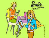 Dibujo Barbie y su hermana merendando pintado por lamorales