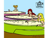 Dibujo Barbie y sus amigas en el jacuzzi pintado por lamorales