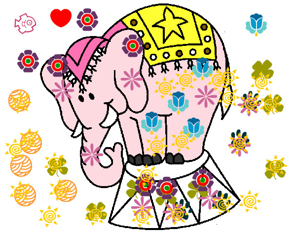Dibujo Elefante actuando pintado por canelos