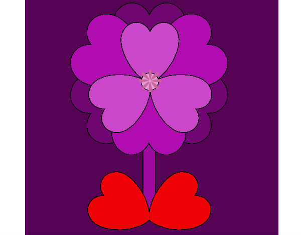 flores y corazones morado