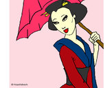 Dibujo Geisha con paraguas pintado por lunna_