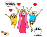 Dibujo Jake, Princesa Chicle y Finn pintado por CHIQUI123