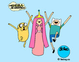 Dibujo Jake, Princesa Chicle y Finn pintado por monXD
