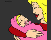 Dibujo Madre con su bebe II pintado por MarinaMN