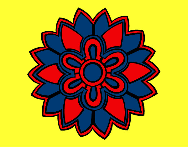 Dibujo Mándala con forma de flor weiss pintado por diyei