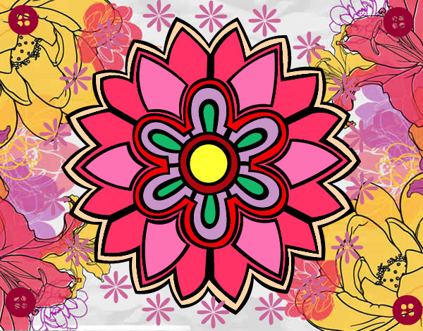 Dibujo Mándala con forma de flor weiss pintado por mega20