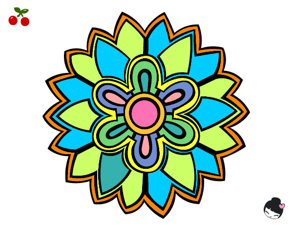 Dibujo Mándala con forma de flor weiss pintado por tarados