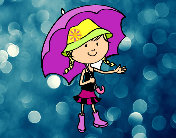 Dibujo Niña con paraguas pintado por laudra