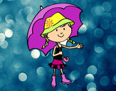 Dibujo Niña con paraguas pintado por laudra