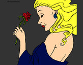 Dibujo Princesa con una rosa pintado por MarinaMN