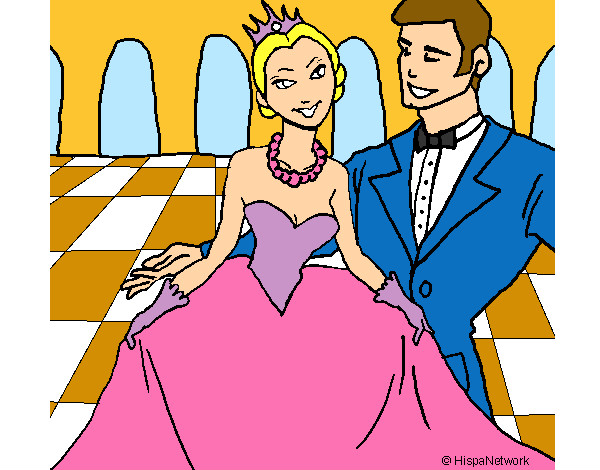 Dibujo Princesa y príncipe en el baile pintado por pachipachi