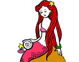 Dibujo Sirena con caracola pintado por jinettemab
