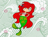 Dibujo Sirena con los brazos en la cardera pintado por Fabiola200