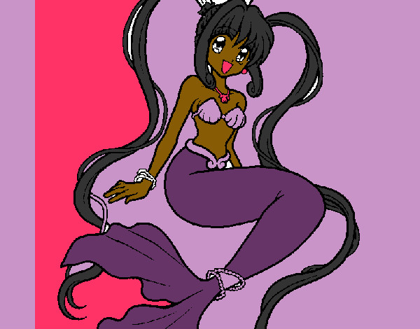 Dibujo Sirena con perlas pintado por dilvia