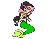 Dibujo Sirena con una caracola pintado por riflava