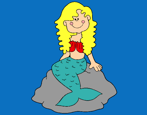 Dibujo Sirena sentada en una roca pintado por Daani