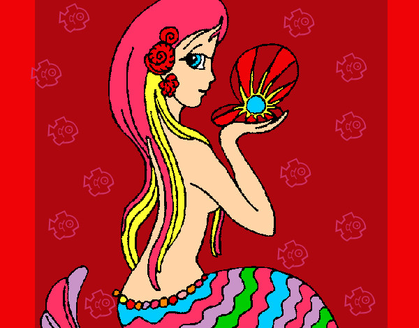 Dibujo Sirena y perla pintado por mirela 