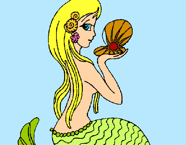 Dibujo Sirena y perla pintado por noemivf94