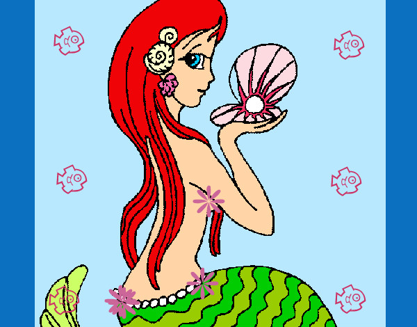 Dibujo Sirena y perla pintado por Ririchio