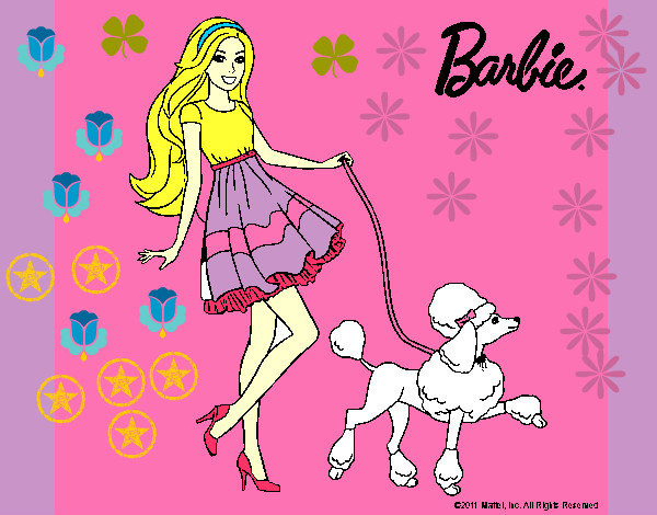 Dibujo Barbie paseando a su mascota pintado por sabrinaela