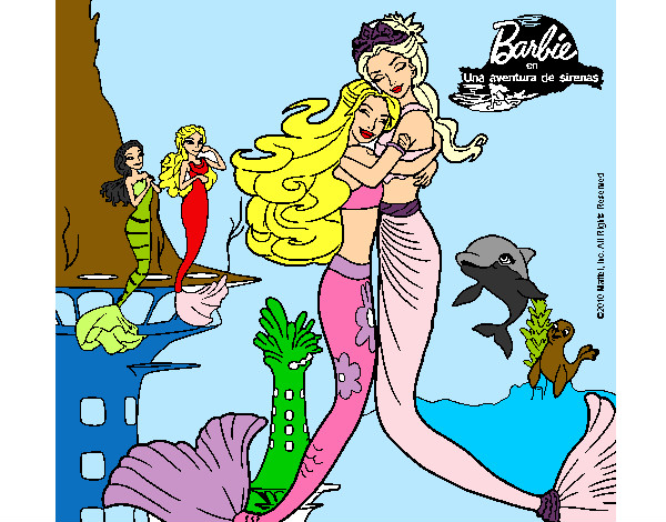 Dibujo Barbie sirena y la reina sirena pintado por nakary 
