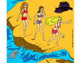 Dibujo Barbie y sus amigas en la playa pintado por hpna
