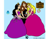 Dibujo Barbie y sus amigas princesas pintado por Amadix