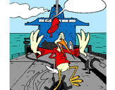 Dibujo Cigüeña en un barco pintado por lamorales
