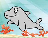 Dibujo Delfín alegre pintado por mendoza