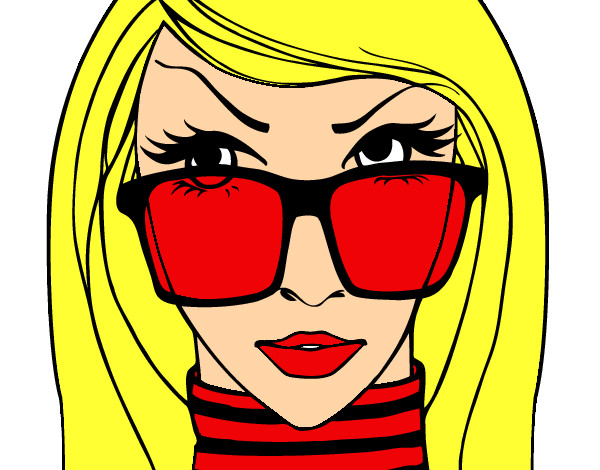 Chica con gafas.Colores:Rojo y negro grisacio